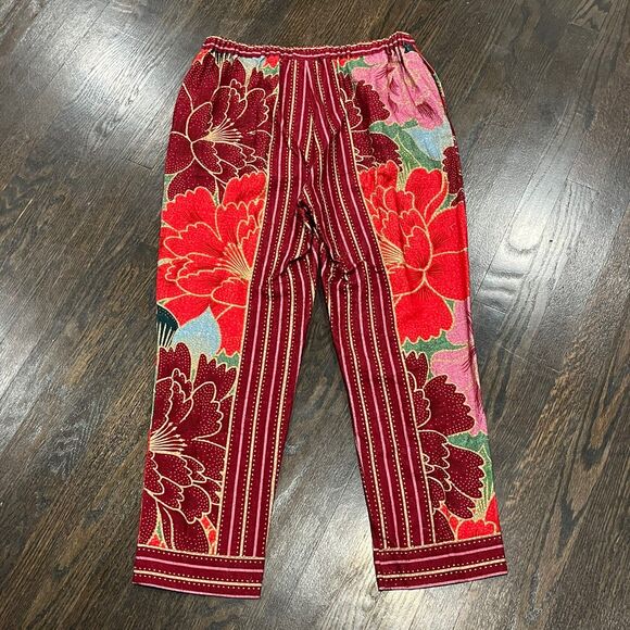Farm Rio Solar Chita Green Pants Women’s Large Multicolor Tropical Floral Bright - Picture 3 of 10